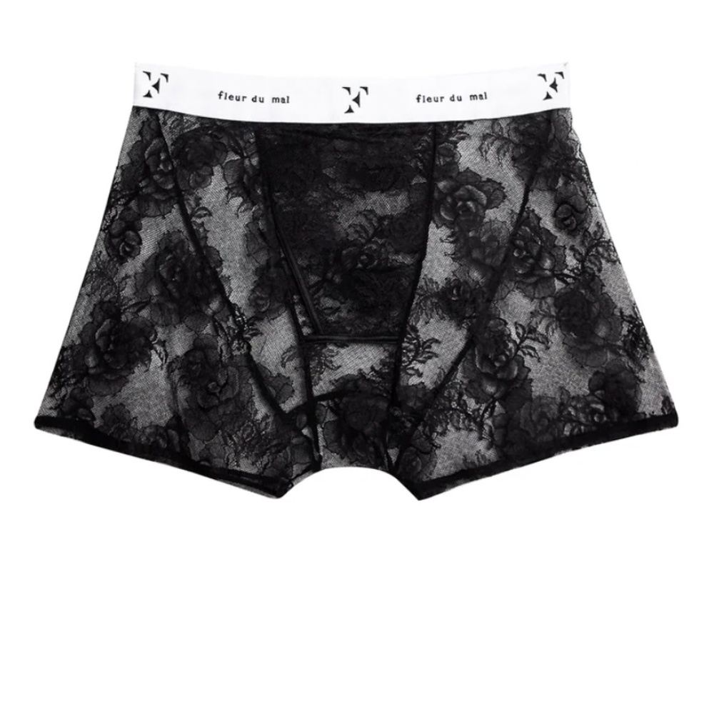 Fleur Du Mal Black Bouquet Lace Boxer Brief